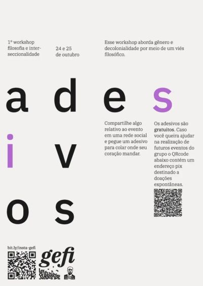 1 workshop filosofia e interseccionalidade adesivos